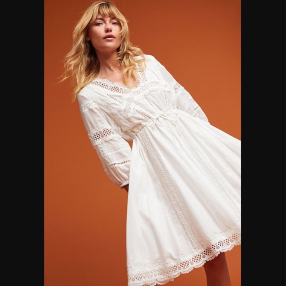 SOLD NWT Anthropologie Eri + Ali  White lace dress